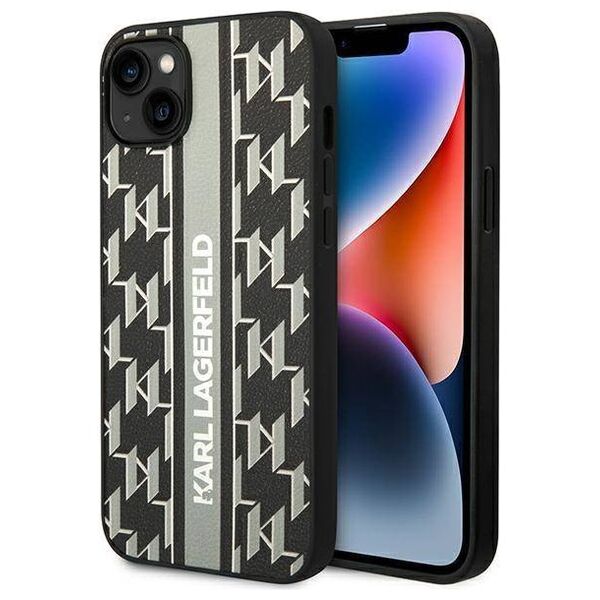 Original Case IPHONE 14 PLUS Karl Lagerfeld Hardcase Monogram Stripe (KLHCP14MPGKLSKG) gray 3666339084899