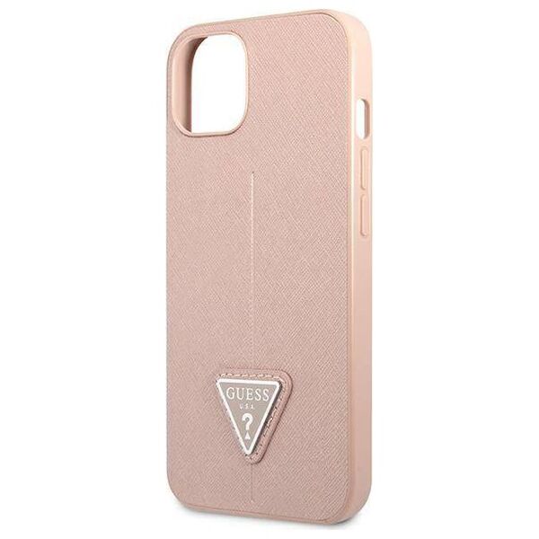 Original Case IPHONE 14 PLUS Guess Hardcase Saffianotriangle Logo (GUHCP14MPSATLP) pink 3666339065492