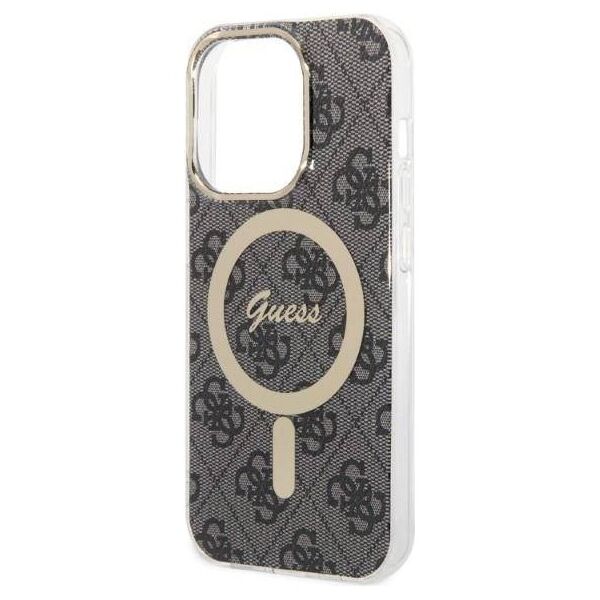 Original Case IPHONE 14 PRO Guess Hardcase 4G Print MagSafe + Wireless Charger (GUBPP14LHJEACSA) black 3666339102838