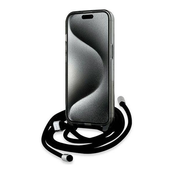 Original Case IPHONE 13 / 14 / 15 Karl Lagerfeld Hardcase IML Crossbody Monogram Karl & Choupette Head MagSafe (KLHMP15SHCKCKLCK) black 3666339286422