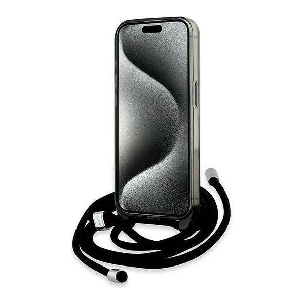 Original Case APPLE IPHONE 15 PRO MAX Karl Lagerfeld Hardcase IML Crossbody Monogram Karl & Choupette Head MagSafe (KLHMP15XHCKCKLCK) black 3666339286453