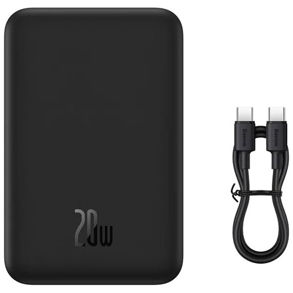 Power bank Baseus Magnetic Mini Wireless, 20000mAh, 20W, With Type-C cable, Black - 87088 έως 12 άτοκες Δόσεις