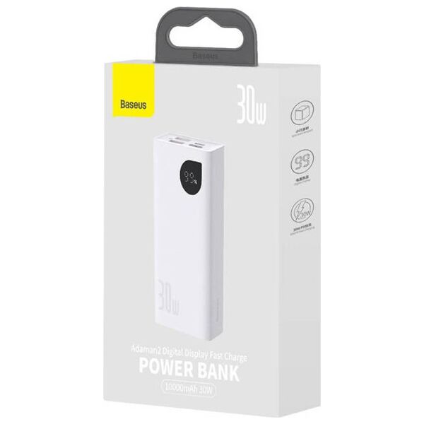Power bank Baseus Adaman 2, 10000mAh, 30W, With Type-C cable, White - 87092 έως 12 άτοκες Δόσεις