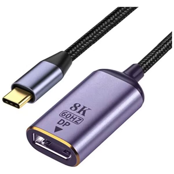 Adapter DeTech, USB-C – DP, 8K, 60Hz, Gray - 17840 έως 12 άτοκες Δόσεις