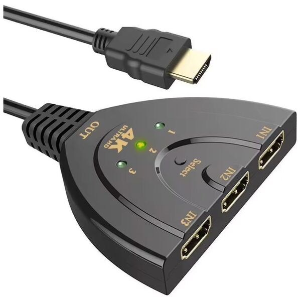 Switch DeTech, HDMI – 3xHDMI (F), 4K, Black - 17862 έως 12 άτοκες Δόσεις