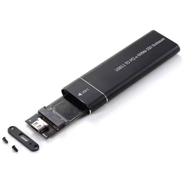 SSD Enclosure DeTech, M.2 SSD NVMe, USB3.1 Type-C, Black - 17863 έως 12 άτοκες Δόσεις