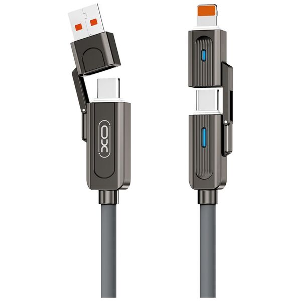 XO cabel NB275 4w1 USB-C - Lightning + USB + USB-C 60W 1,0m szary 6920680857777