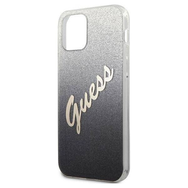 Original Case IPHONE 12 / 12 PRO 6,1" Guess Hardcase Glitter Gradient Script GUHCP12MPCUGLSBK black 3700740494714