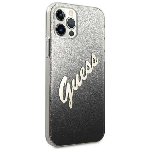 Original Case IPHONE 12 / 12 PRO 6,1" Guess Hardcase Glitter Gradient Script GUHCP12MPCUGLSBK black 3700740494714