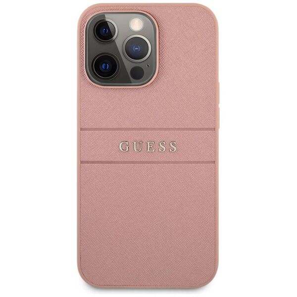 Original Case IPHONE 13 PRO MAX 6,7" Guess Hardcase Saffiano Stripe GUHCP13XPSASBPI pink 3666339023508