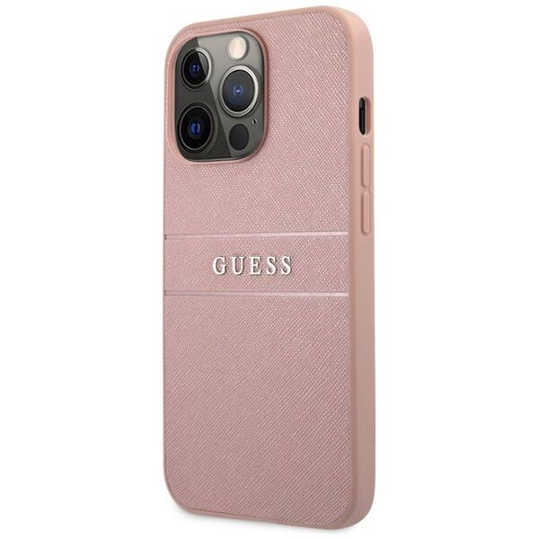 Original Case IPHONE 13 PRO MAX 6,7" Guess Hardcase Saffiano Stripe GUHCP13XPSASBPI pink 3666339023508