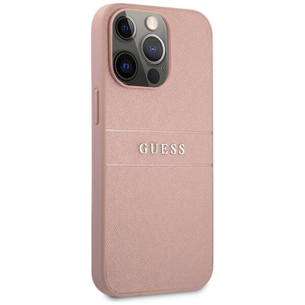 Original Case IPHONE 13 PRO MAX 6,7" Guess Hardcase Saffiano Stripe GUHCP13XPSASBPI pink 3666339023508