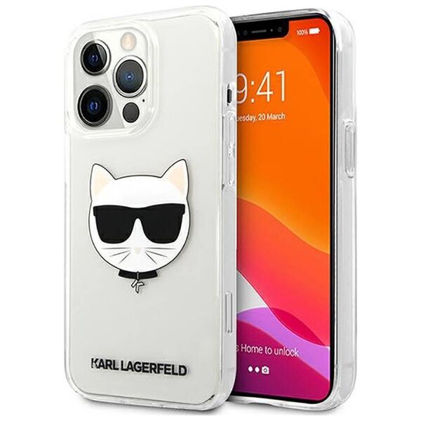 Original Case IPHONE 13 PRO MAX 6,7" Karl Lagerfeld Hardcase Choupette Head KLHCP13XCTR transparent 3666339027964