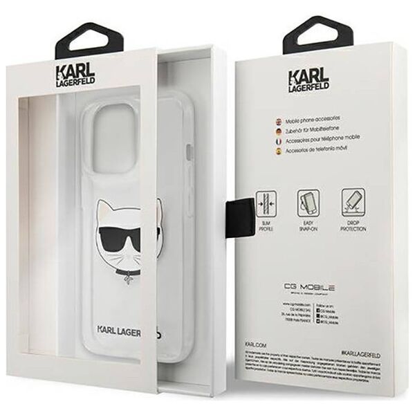 Original Case IPHONE 13 PRO MAX 6,7" Karl Lagerfeld Hardcase Choupette Head KLHCP13XCTR transparent 3666339027964