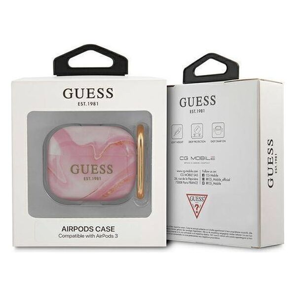 Case APPLE AIRPODS 3 Guess Marble Collection (GUA3UNMP) pink 3666339010195