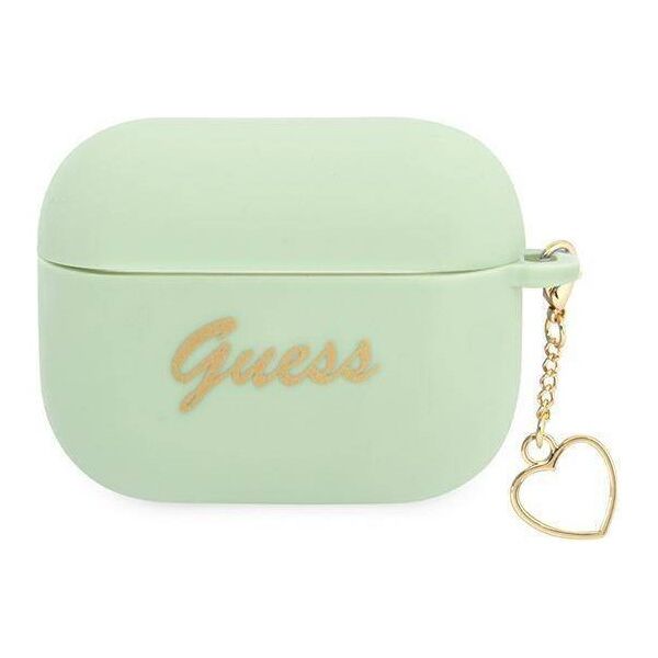 Original Case APPLE AIRPODS PRO Guess Silicone Charm Heart Collection (GUAPLSCHSN) green 3666339039073