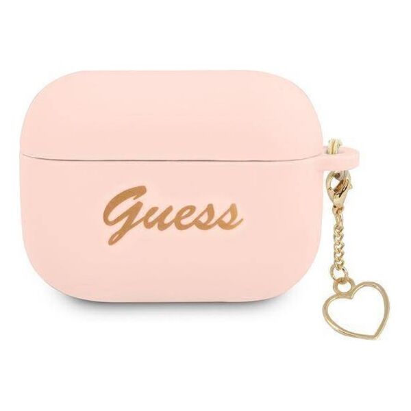 Original Case APPLE AIRPODS PRO Guess Silicone Charm Heart Collection (GUAPLSCHSP) pink 3666339039011