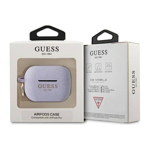 Original Case APPLE AIRPODS PRO Guess Silicone Glitter (GUAPSGGEU) purple 3666339010300