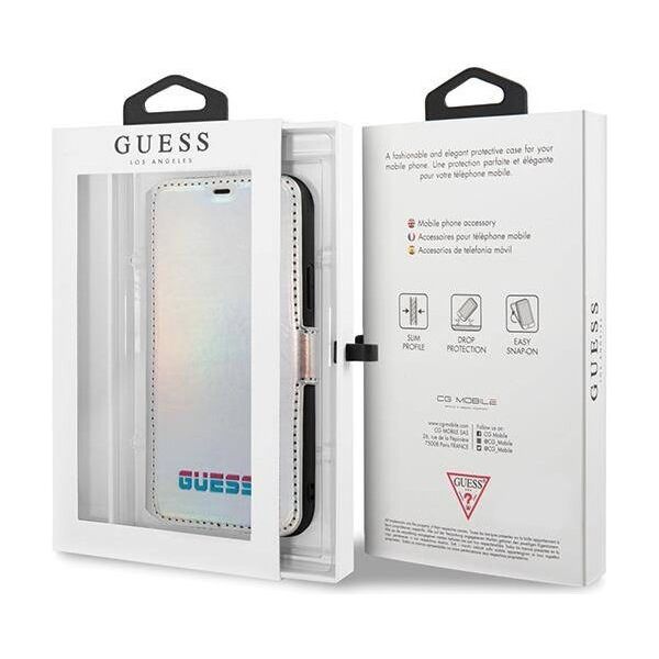 Original Case IPHONE 11 PRO Guess Book Iridescent (GUFLBKN58BLD) silver 3700740461549