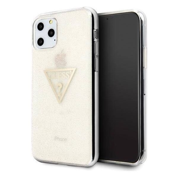 Original Case IPHONE 11 PRO Guess Hard Case Glitter Triangle (GUHCN58SGTLGO) gold 3700740461426