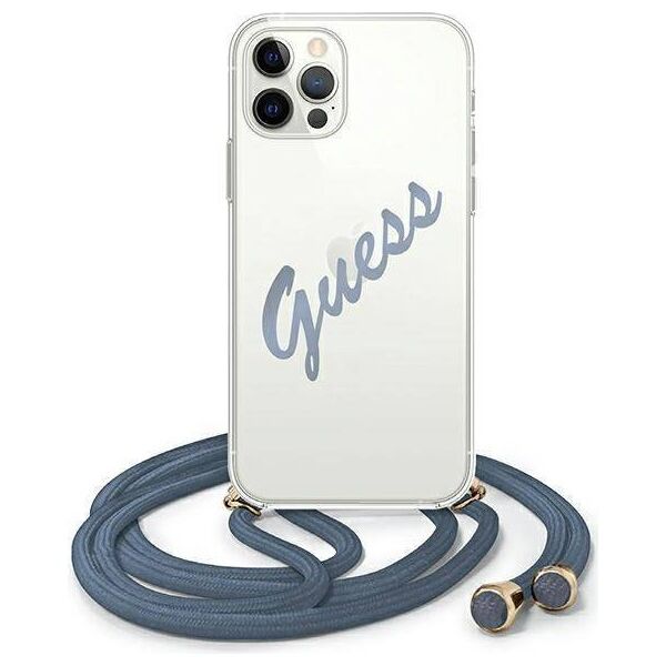 Original Case IPHONE 12 PRO MAX Guess Hardcase Script Vintage (GUHCP12LCRTVSBL) blue 3700740495414