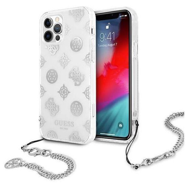 Original Case IPHONE 12 PRO MAX Guess Hardcase Peony Chain Collection (GUHCP12LKSPESI) silver 3666339003838