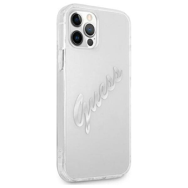 Original Case IPHONE 12 PRO MAX Guess Hardcase Vintage Script Silver (GUHCP12LKTRSVSI) transparent 3666339004378