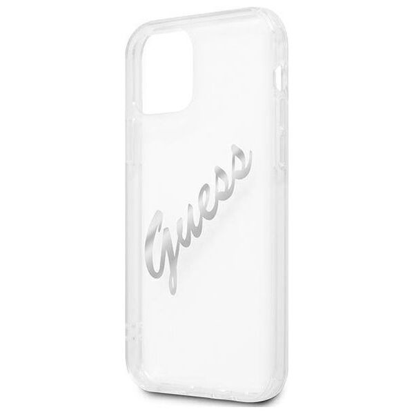 Original Case IPHONE 12 PRO MAX Guess Hardcase Vintage Script Silver (GUHCP12LKTRSVSI) transparent 3666339004378
