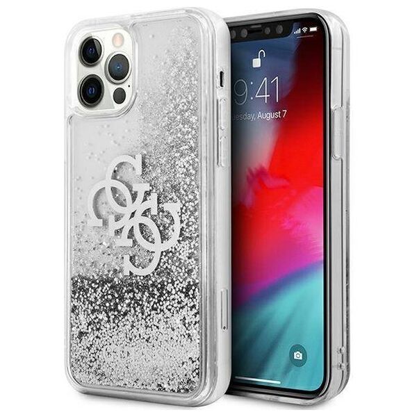 Original Case IPHONE 12 PRO MAX Guess Hardcase 4G Big Liquid Glitter (GUHCP12LLG4GSI) silver 3666339004736