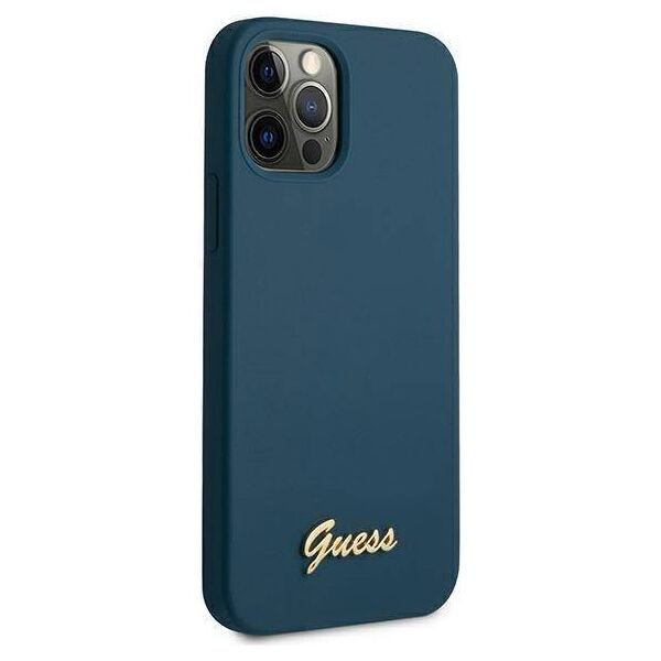 Original Case IPHONE 12 PRO MAX Guess Hardcase Metal Logo Script (GUHCP12LLSLMGBL) blue 3700740494622