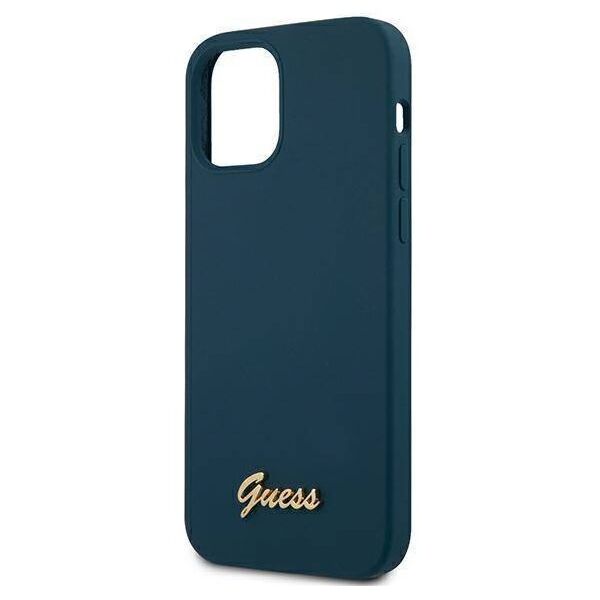 Original Case IPHONE 12 PRO MAX Guess Hardcase Metal Logo Script (GUHCP12LLSLMGBL) blue 3700740494622