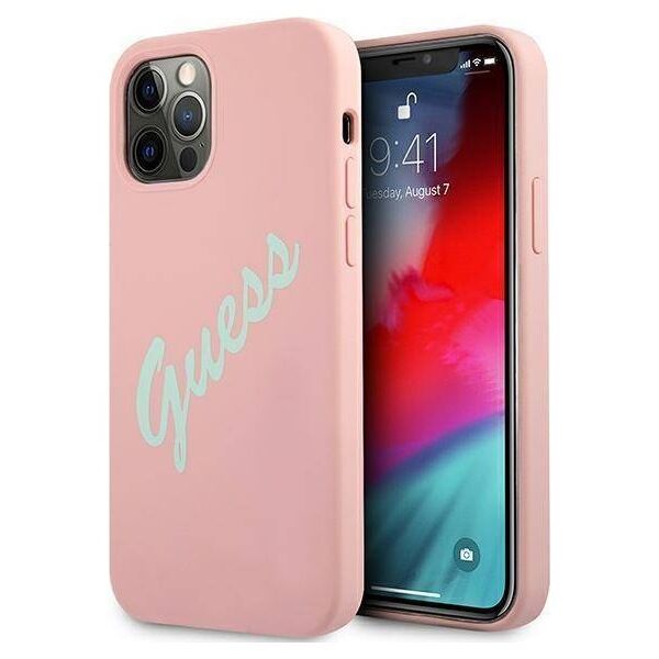 Original Case IPHONE 12 PRO MAX Guess Hardcase Silicone Vintage (GUHCP12LLSVSPG) pink 3700740495209