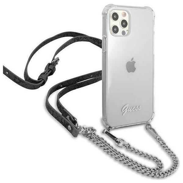 Original Case IPHONE 12 / 12 PRO Guess Hardcase 4G Silver Chain (GUHCP12MKC4GSSI) transparent 3666339003586