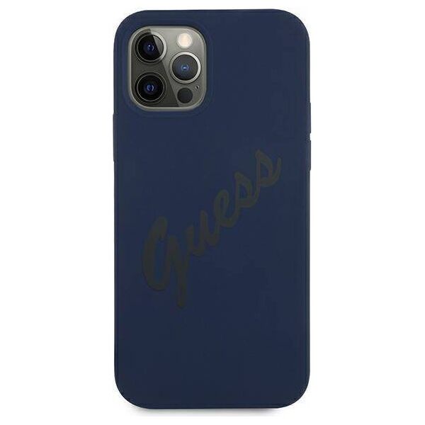 Original Case IPHONE 12 / 12 PRO Guess Hardcase Script Vintage (GUHCP12MLSVSBL) navy blue 3700740495162