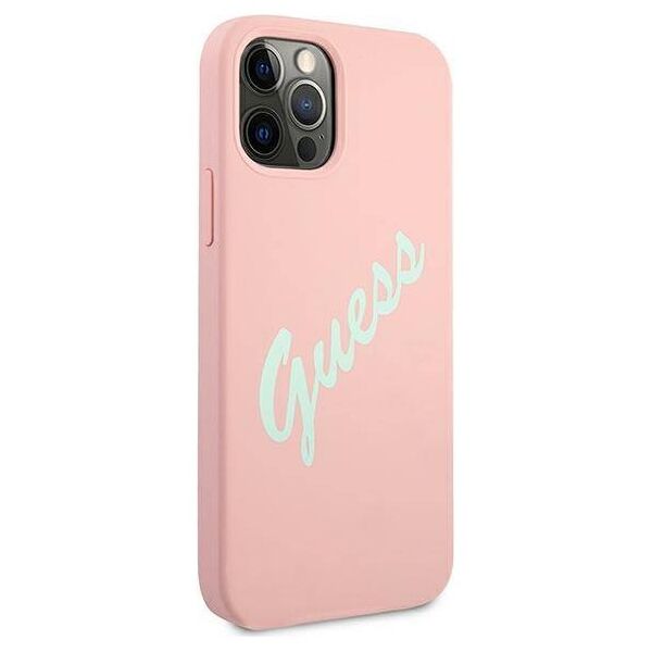 Original Case IPHONE 12 / 12 PRO Guess Hardcase Silicone Vintage (GUHCP12MLSVSPG) pink 3700740495193