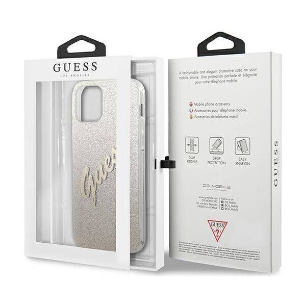 Original Case IPHONE 12 MINI Guess Hardcase Glitter Gradient Script (GUHCP12SPCUGLSGO) gold 3700740494738