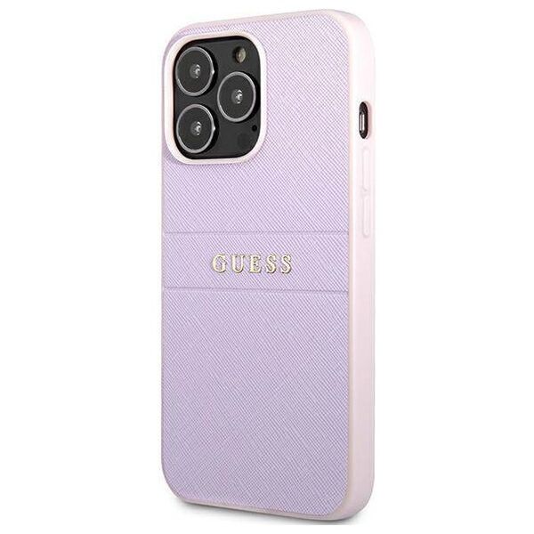 Original Case IPHONE 13 PRO Guess Saffiano Hot Stamp & Metal Logo (GUHCP13LPSASBPU) purple 3666339047863