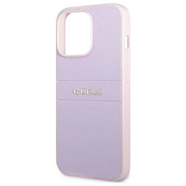 Original Case IPHONE 13 PRO Guess Saffiano Hot Stamp & Metal Logo (GUHCP13LPSASBPU) purple 3666339047863