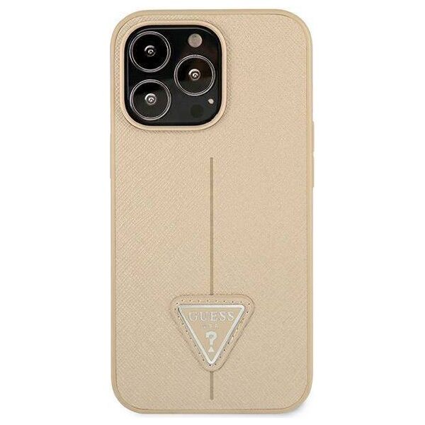 Original Case IPHONE 13 PRO Guess Hardcase Saffianotriangle Logo (GUHCP13LPSATLE) beige 3666339040338