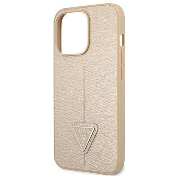 Original Case IPHONE 13 PRO Guess Hardcase Saffianotriangle Logo (GUHCP13LPSATLE) beige 3666339040338
