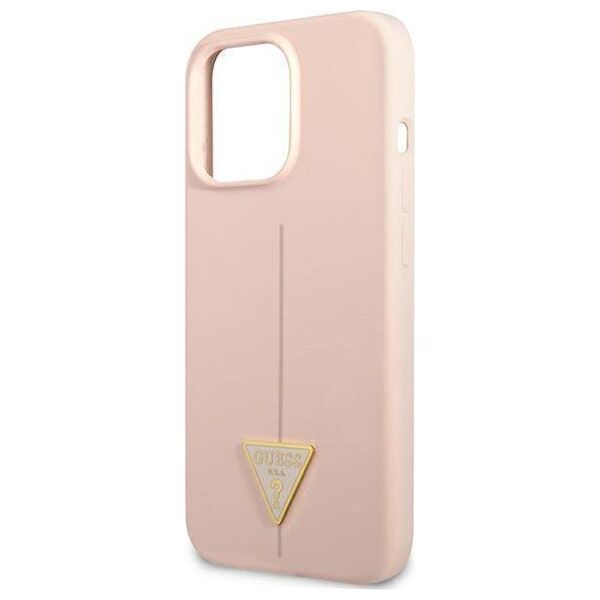 Case IPHONE 13 PRO Guess Hardcase Silicone Triangle (GUHCP13LSLTGP) pink 3666339041014