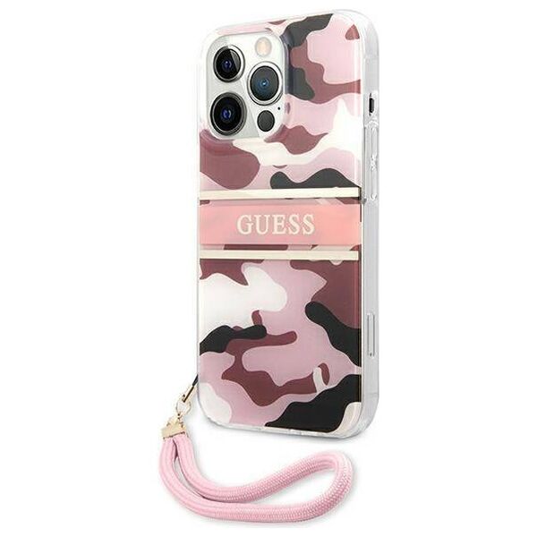 Original Case IPHONE 13 PRO MAX Guess Hardcase Camo Strap Collection (GUHCP13XKCABPI) pink 3666339023188