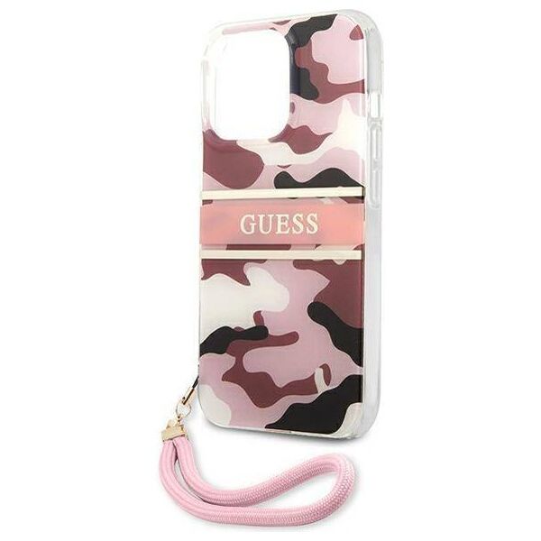 Original Case IPHONE 13 PRO MAX Guess Hardcase Camo Strap Collection (GUHCP13XKCABPI) pink 3666339023188