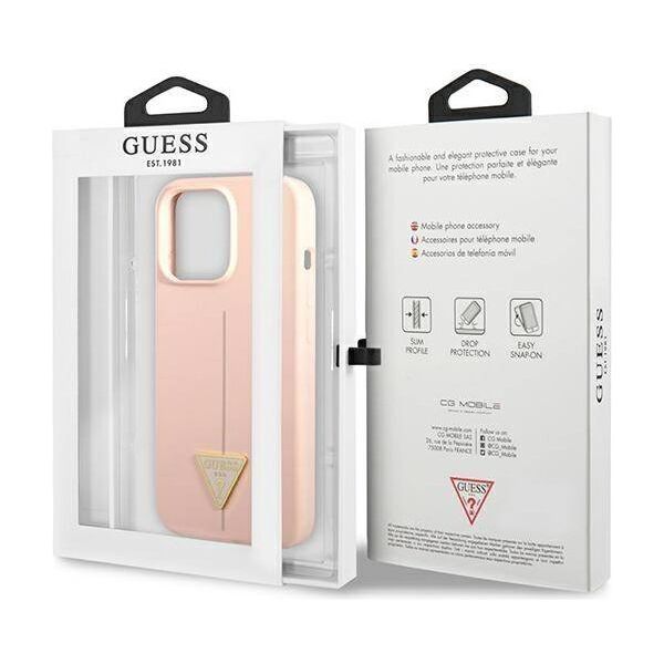 Case IPHONE 13 PRO MAX Guess Hardcase Silicone Triangle (GUHCP13XSLTGP) pink 3666339041021