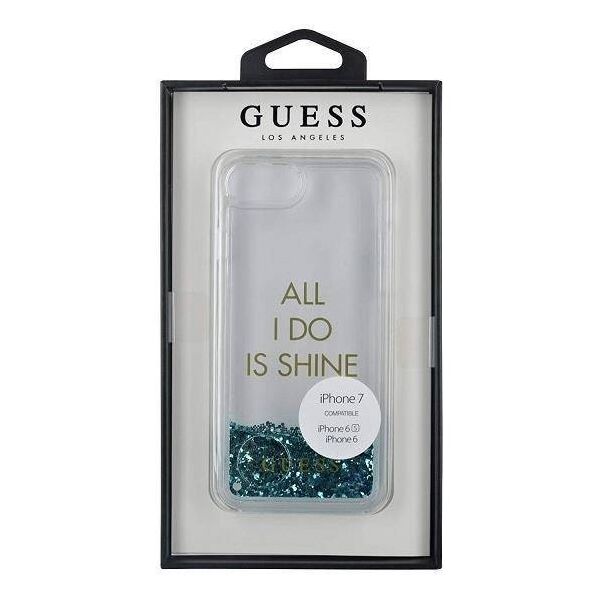 Original Case IPHONE 6 / 6S / 7 / 8 / SE 2020 / 2022 Guess Hard Case Liquid Glitter Party (GUHCP7GLUQBL) blue 3700740398302