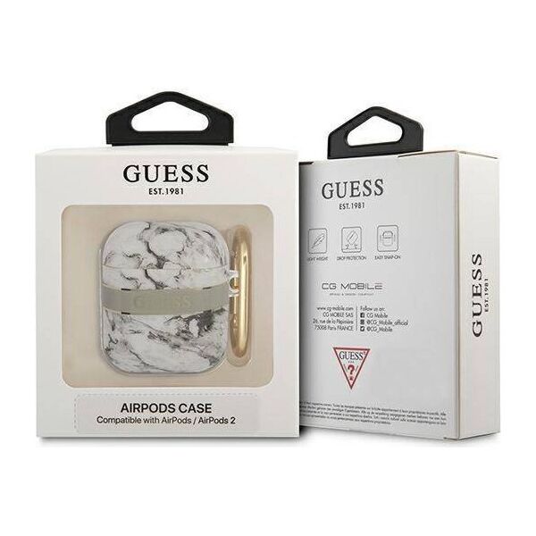 Case APPLE AIRPODS Guess AirPods Marble Strap Collection (GUA2HCHMAG) gray 3666339047160