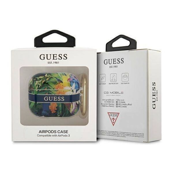 Case APPLE AIRPODS 3 Guess AirPods Flower Strap Collection (GUA3HHFLB) blue 3666339047290