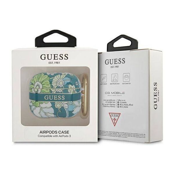 Case APPLE AIRPODS 3 Guess AirPods Flower Strap Collection (GUA3HHFLN) green 3666339047313