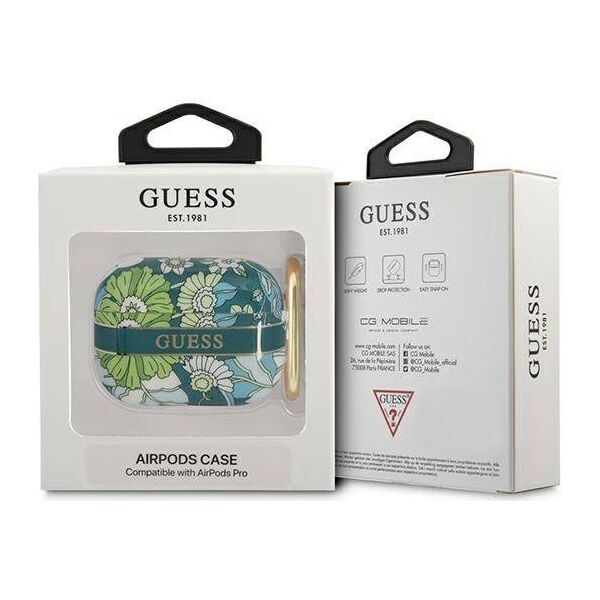 Case APPLE AIRPODS PRO Guess AirPods Flower Strap Collection (GUAPHHFLN) green 3666339047306