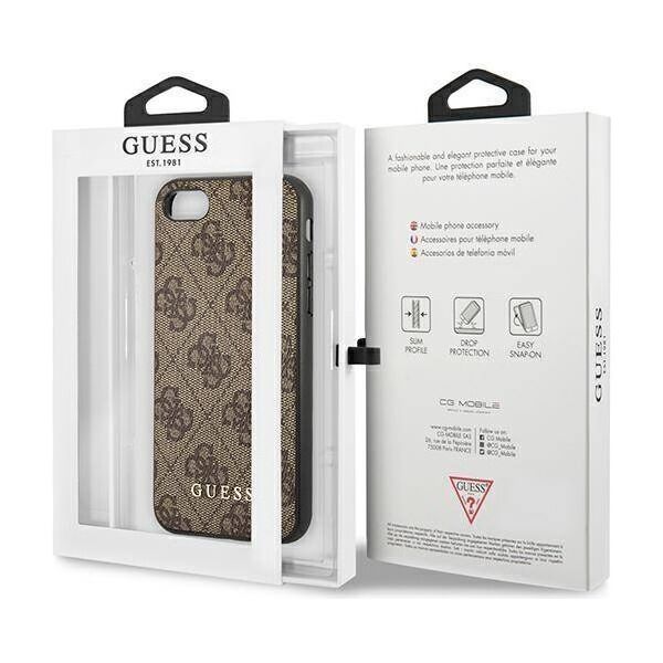 Original Case IPHONE SE 2022 / SE 2020 / 7 / 8 Guess Hard Case 4G Metal Gold Logo (GUHCI8G4GFBR) brown 3700740493953